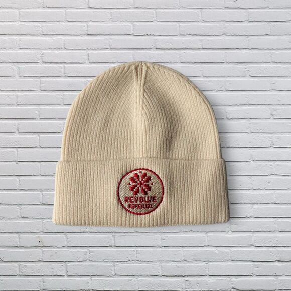 Revolve Aspen Co. Cream and Red Beanie - Picture 1 of 7